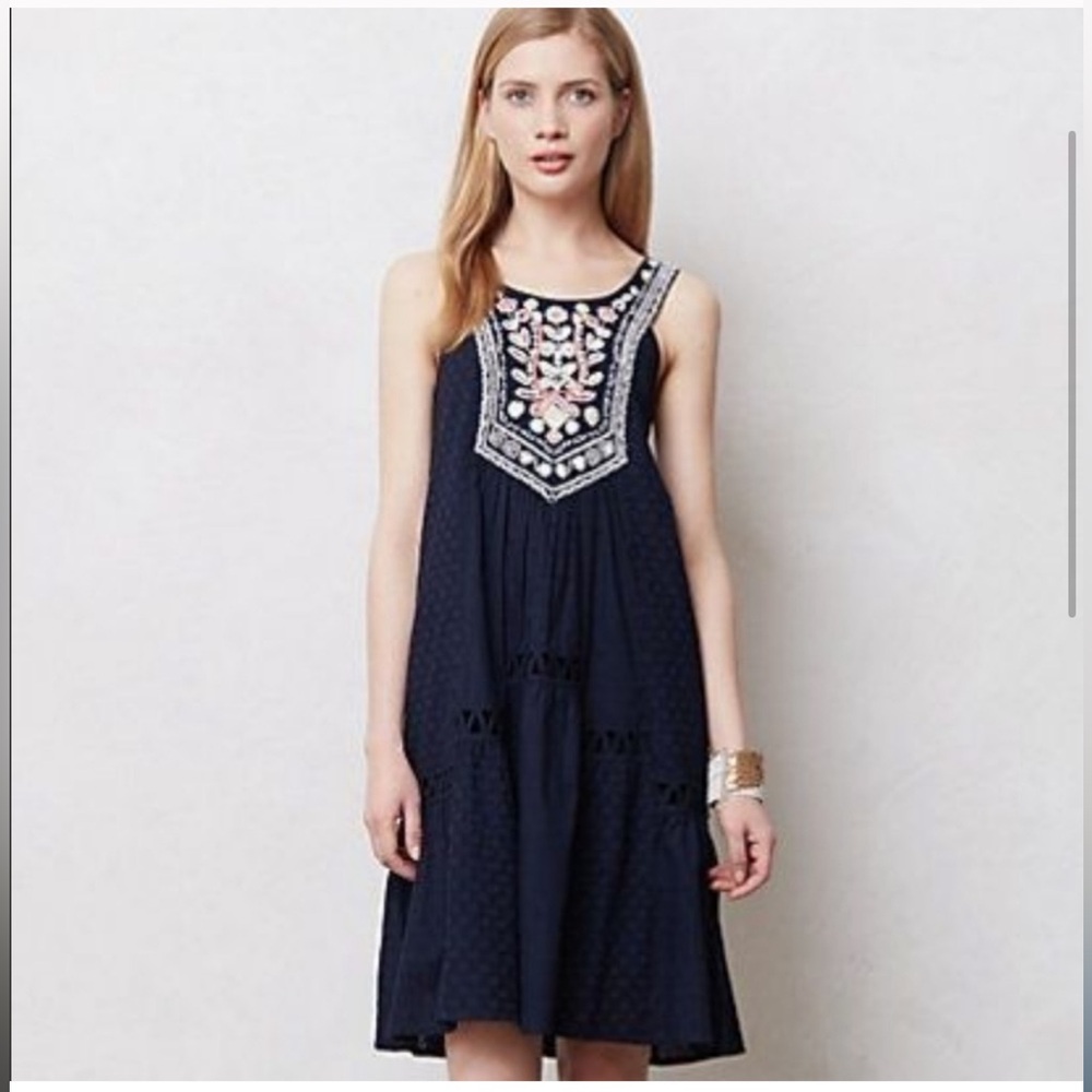 Maeve Navy Embroidered Dress